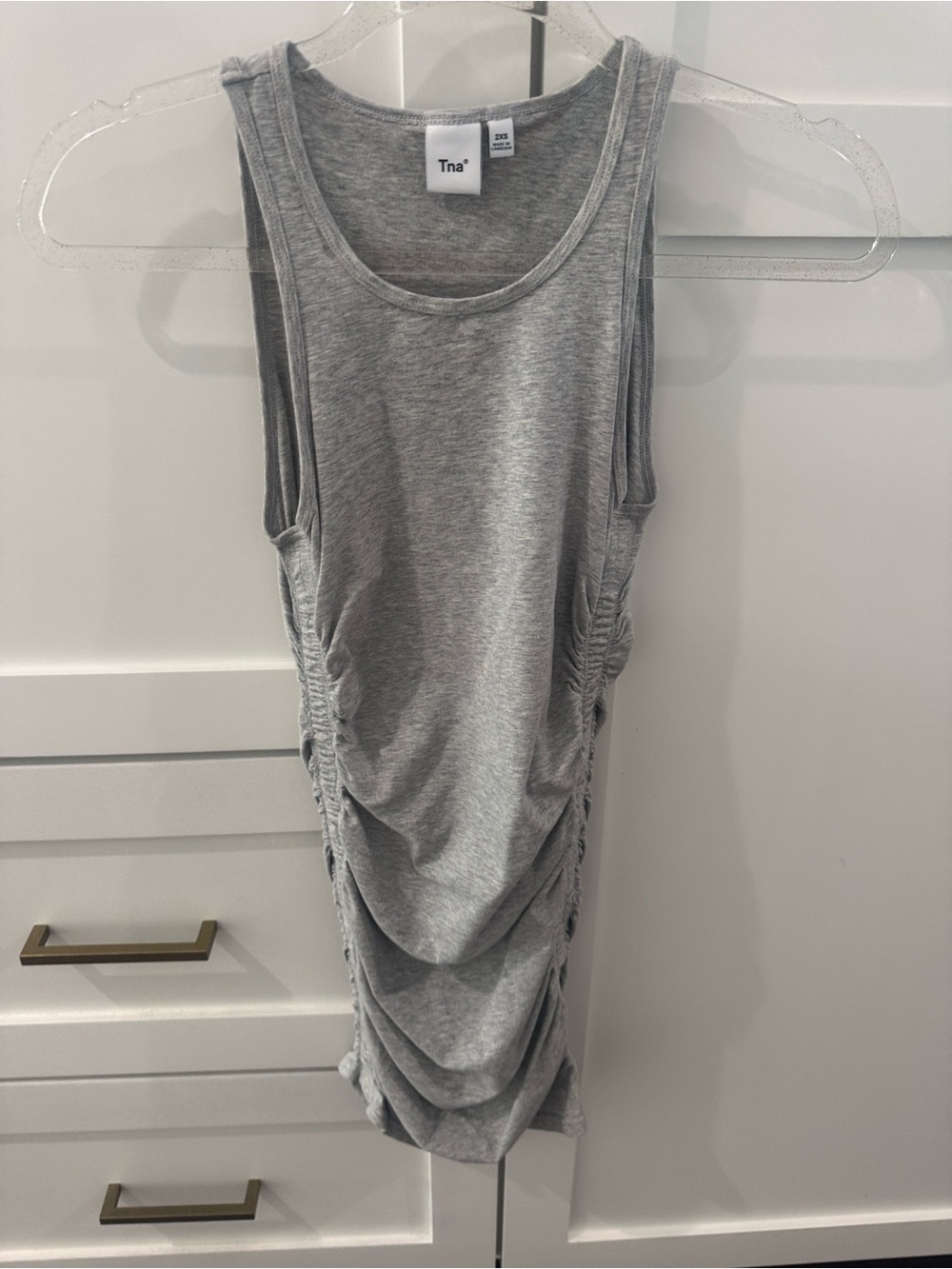 TNA Light Gray Ruched Tank Dress